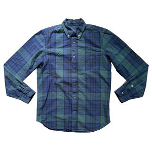 GAP Modern Oxford Button Down Shirt Men's Med Tall Green Blue Plaid Long Sleeve